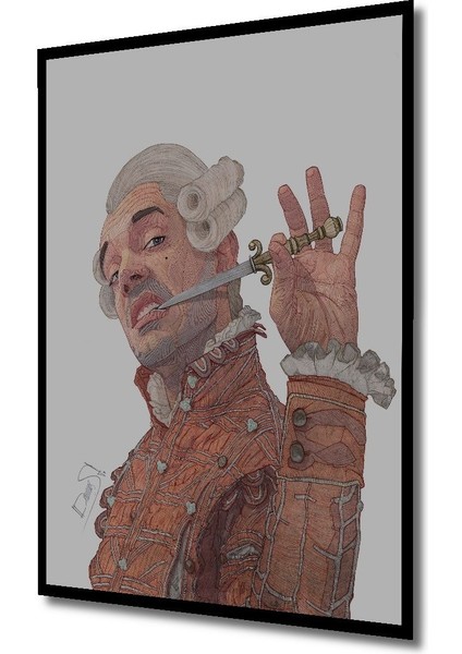 Dekoratif Dikey Hançer Isıran Aristokrat Modern Sanat Duvar Tablo Ahşap Dikdörtgen Tablo