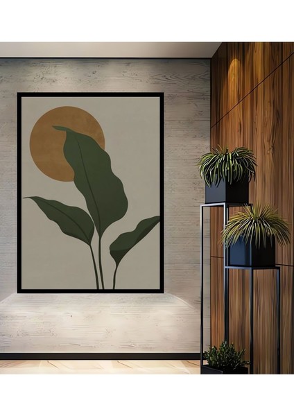 Dekoratif Bohem Yapraklar 6 Mdf Ahşap Tablo Çerçeve Görünümlü Dikey Duvar Dekorasyon Tablosu