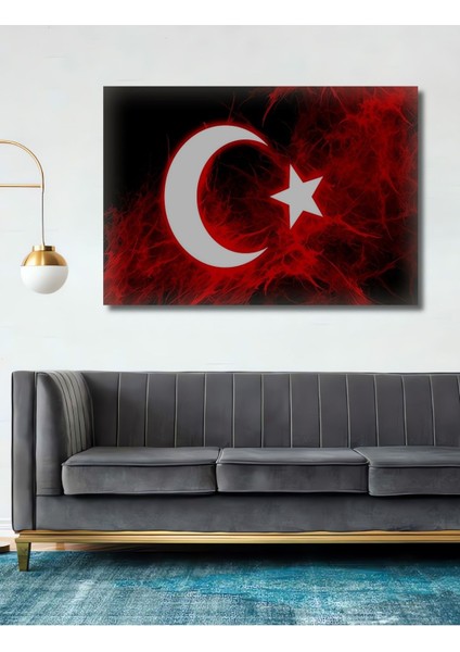 Dekoratif Ahşap Türk Bayrağı Tablo (Şanlı Bayrağımız) Şık Yatay Duvar Dekorasyon Tablosu