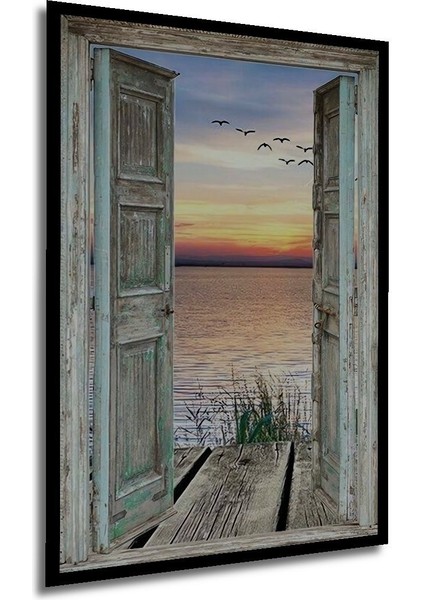 Ahşap Kapı ve Manzara Marcel Sanat Ahşap Tablo Çerçeve Görünümlü Dikey Duvar Dekorasyon Tablosu fırsatları