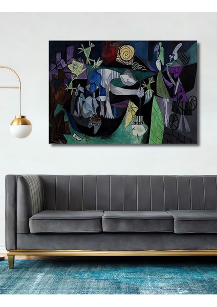 Ahşap Tablo Pablo Picasso Gece Balık Avı Duvar Dekorasyon Tablo Moda Yatay Duvar Dekorasyon Tablosu