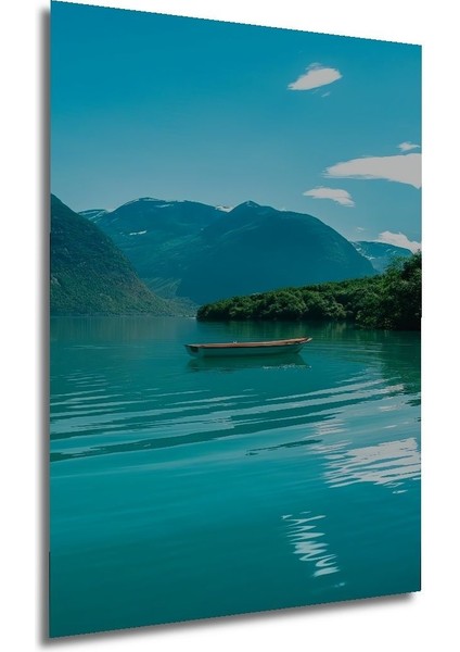 Dekoratif Dikey Dağların Arasındaki Sal Manzara Duvar Tablo Ahşap Dikdörtgen Tablo modelleri