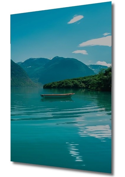 Dekoratif Dikey Dağların Arasındaki Sal Manzara Duvar Tablo Ahşap Dikdörtgen Tablo fırsatları