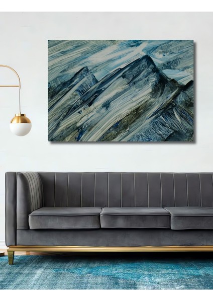 Dekoratif Ahşap Tablo Soyut Dağ 3 Boyutlu Dağ Manzarası Baskı Şık Yatay Duvar Dekorasyon Tablosu