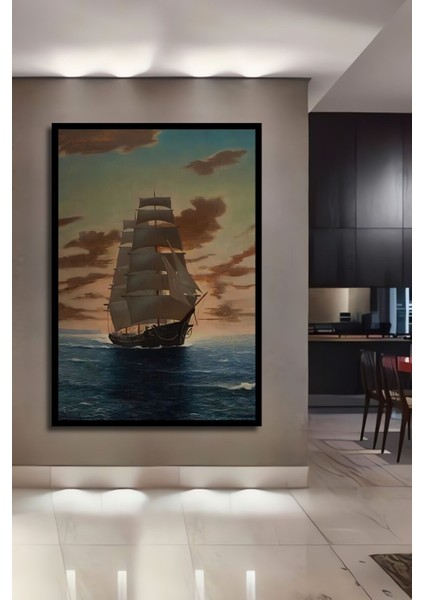 Dekoratif Dikey Gemi Modern Sanat Duvar Tablo Ahşap Dikdörtgen Tablo