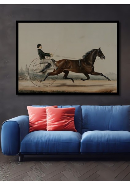 Dekoratif Ahşap Vintage Atlı Galeri Duvarı, Sanatsal Baskı, Tablo Şık Yatay Duvar Dekorasyon Tablosu fiyatları