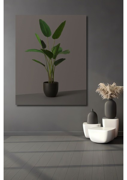 Dekoratif Dikey Minimalist Saksı Duvar Tablo Ahşap Dikdörtgen Tablo