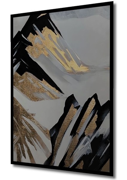 Gold Dağ Manzaralı Ahşap Tablo Duvar Dekoru Çerçeve Görünümlü Dikey Duvar Tablo modelleri