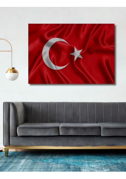 Dekoratif Ahşap Tablo Türk Bayrağı Al Bayrak Şık Yatay Duvar Dekorasyon Tablosu