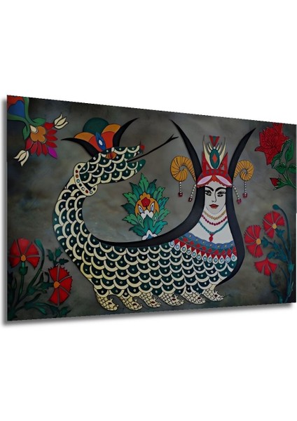 Dekoratif Ahşap Anadolu Kültürü Yılanlı Kadın Şahmeran Gülen Tablo Şık Yatay Duvar Dekorasyon Tablo modelleri