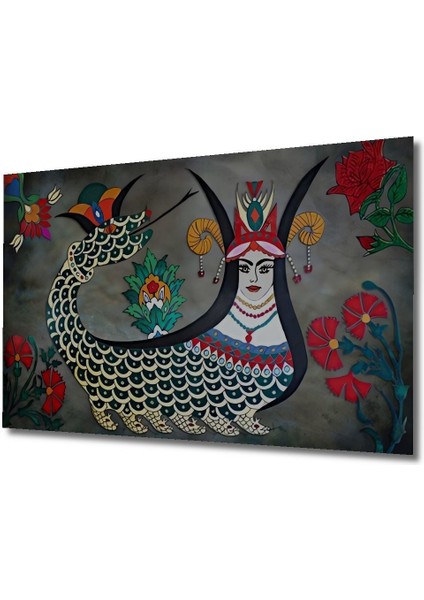 Dekoratif Ahşap Anadolu Kültürü Yılanlı Kadın Şahmeran Gülen Tablo Şık Yatay Duvar Dekorasyon Tablo fırsatları