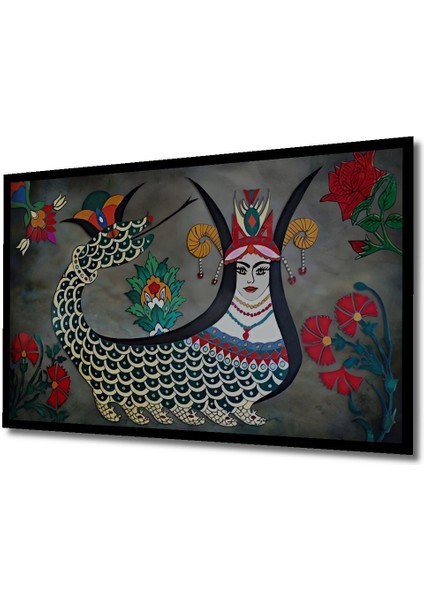 Dekoratif Ahşap Anadolu Kültürü Yılanlı Kadın Şahmeran Gülen Tablo Şık Yatay Duvar Dekorasyon Tablo indirimleri