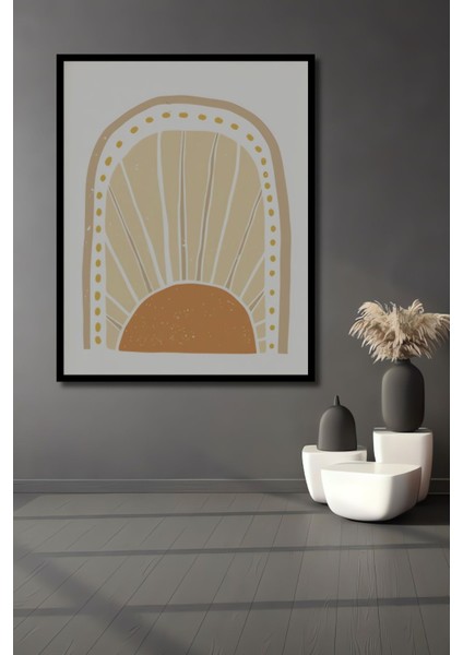 Dekoratif Bohem Vase2 Vazo Doğal Ahşap Tablo Seti Çerçeve Görünümlü Dikey Duvar Dekorasyon Tablosu