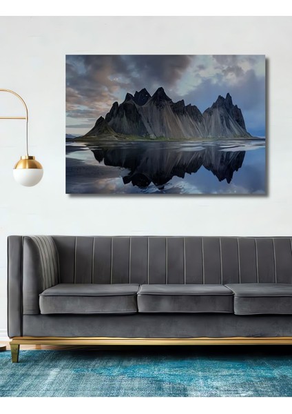 Dağ Yansıması Ahşap Tablo Oturma Ofis Antre Cafe Için Duvar Dekoru Yatay Duvar Dekorasyon Tablosu