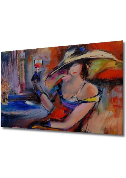 Dekoratif Soyut Tasarım Kadeh ile Bekleyiş Ahşap Tablo Şık Yatay Duvar Dekorasyon Tablosu fırsatları