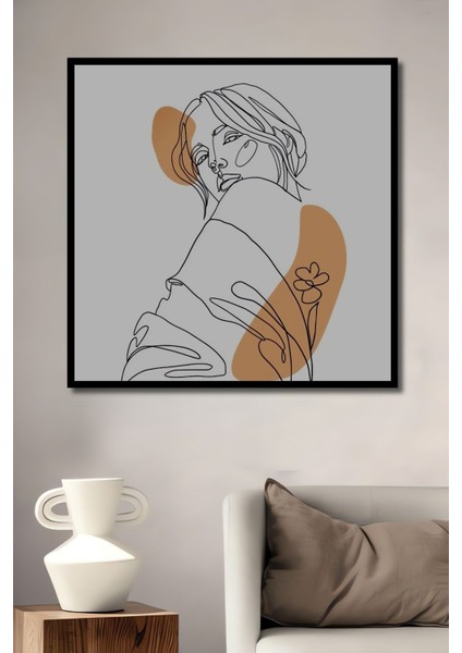 Ahşap Soyut Çizim Kadın Desenli Mdf Tablo Yüksek Kaliteli Çerçeve Görünümlü Dikey Duvar Tablo