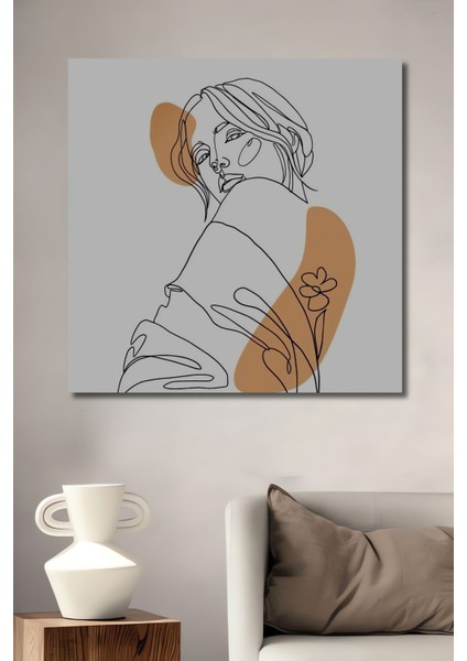 Ahşap Soyut Çizim Kadın Desenli Mdf Tablo Yüksek Kaliteli Çerçeve Görünümlü Dikey Duvar Tablo