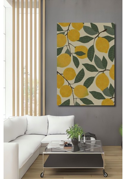 Dekoratif Dikey Minimalist Pastel Renkli Meyveler Duvar Tablo Ahşap Dikdörtgen Tablo