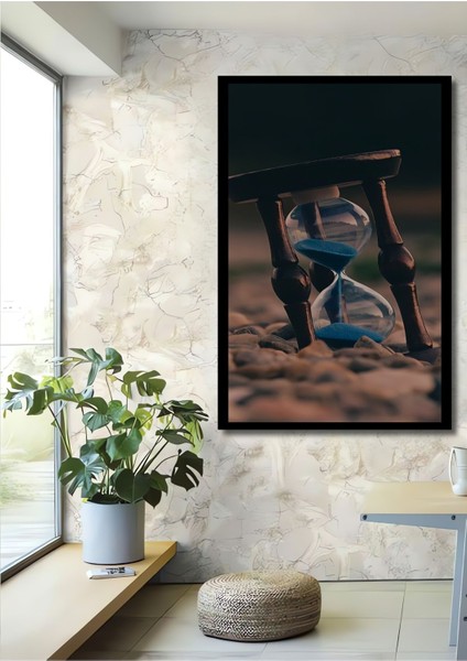 Dekoratif Dikey Kum Saati Modern Sanat Duvar Tablo Ahşap Dikdörtgen Tablo