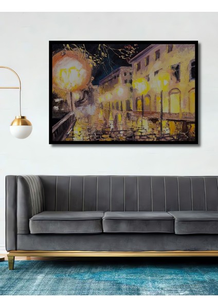 Ahşap Tablo Paris'te Gece,paris View 3 Boyutlu ,şehir Kavrası Baskılı Yatay Duvar Dekorasyon Tablosu