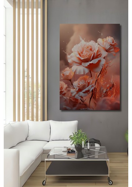 Dekoratif Powder Rose, Gerçek Ahşap Tablo, Premium Çerçeve Görünümlü Dikey Duvar Dekorasyon Tablosu fiyatları