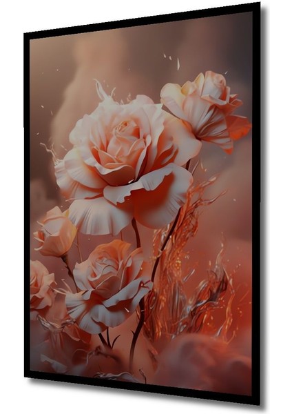 Dekoratif Powder Rose, Gerçek Ahşap Tablo, Premium Çerçeve Görünümlü Dikey Duvar Dekorasyon Tablosu modelleri