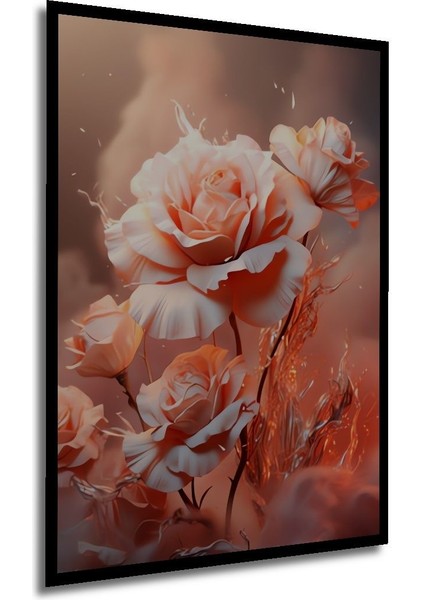 Dekoratif Powder Rose, Gerçek Ahşap Tablo, Premium Çerçeve Görünümlü Dikey Duvar Dekorasyon Tablosu fırsatları