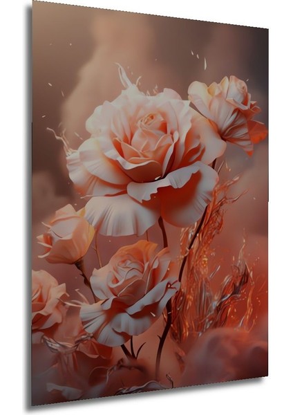 Dekoratif Powder Rose, Gerçek Ahşap Tablo, Premium Çerçeve Görünümlü Dikey Duvar Dekorasyon Tablosu indirimleri