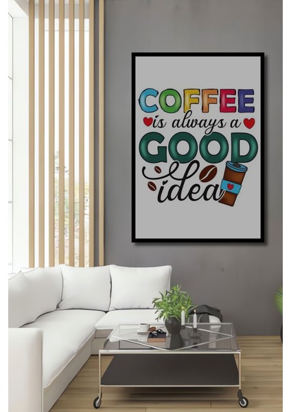 Dekoratif Dikey Kahve Poster Duvar Tablo Ahşap Dikdörtgen Tablo