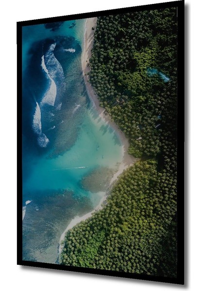 Dekoratif Dikey Kuş Bakışı Sahil Duvar Tablo Ahşap Dikdörtgen Tablo indirimleri