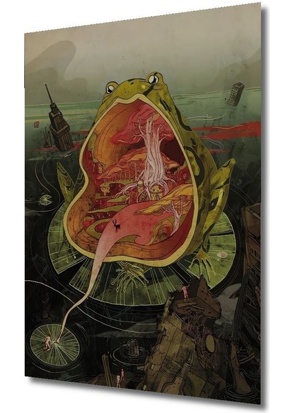 Dekoratif Dikey Kurbağanın Ağzındaki Orman Duvar Tablo Ahşap Dikdörtgen Tablo fırsatları