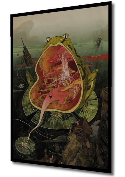 Dekoratif Dikey Kurbağanın Ağzındaki Orman Duvar Tablo Ahşap Dikdörtgen Tablo indirimleri