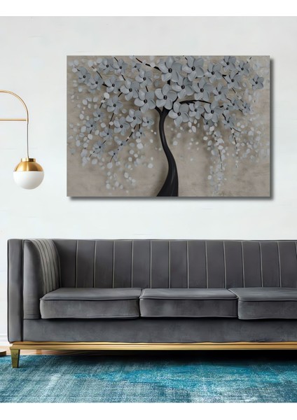 Gelincikler Siyah Beyaz Renkler Dekoratif Ahşap Tablo Şık Yatay Duvar Dekorasyon Tablosu