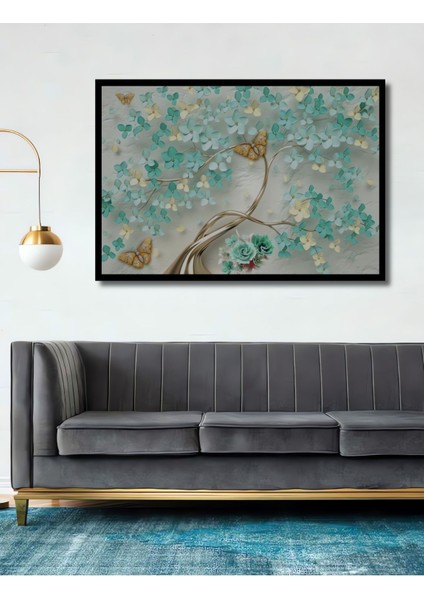 Dekoratif Gelincikler Su Yeşili Ahşap Tablo Şık Yatay Duvar Dekorasyon Tablosu fiyatları
