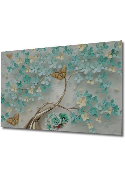 Dekoratif Gelincikler Su Yeşili Ahşap Tablo Şık Yatay Duvar Dekorasyon Tablosu fırsatları