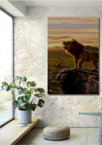 Dekoratif Dikey Ormanların Kralı Duvar Tablo Ahşap Dikdörtgen Tablo