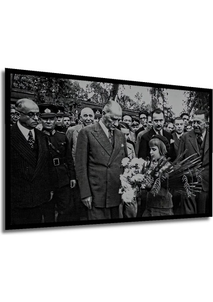 Dekoratif Yatay Atatürk ve Insanlar Duvar Tablo Ahşap Dikdörtgen Tablo fırsatları
