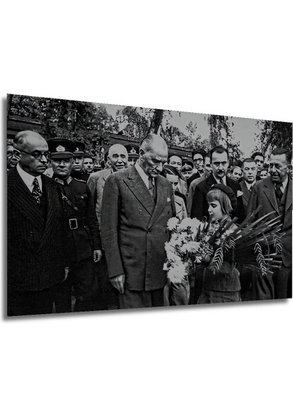 Dekoratif Yatay Atatürk ve Insanlar Duvar Tablo Ahşap Dikdörtgen Tablo indirimleri