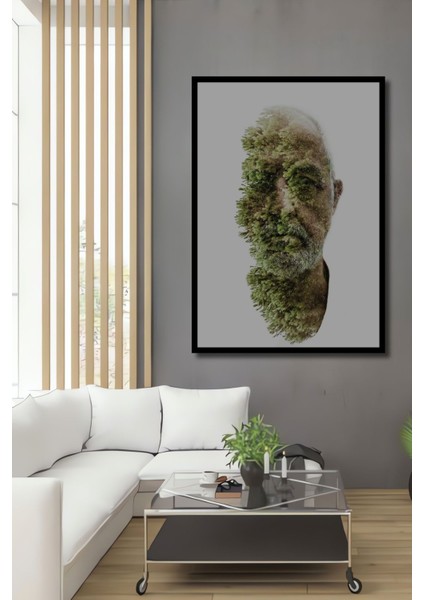Dekoratif Dikey Ağaç Adam 3 Boyutlu Sanat Duvar Tablo Ahşap Dikdörtgen Tablo