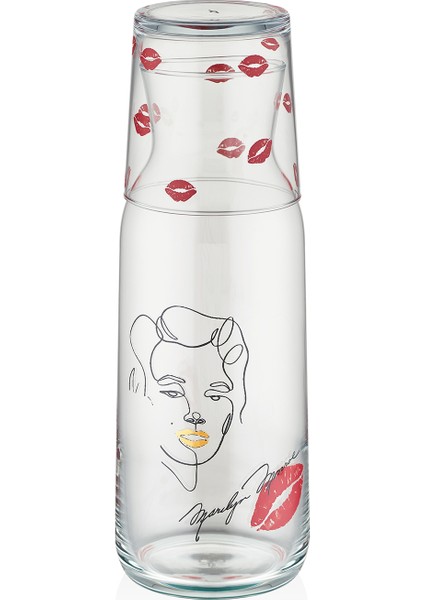 Iconic Marilyn 1200 ml 2 Parça Bardaklı Başucu Cam Sürahi 9-01050054