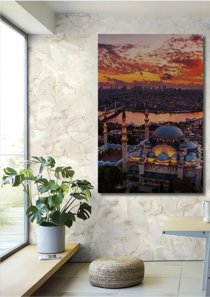 Dekoratif Dikey Istanbul Boğazı Manzara Duvar Tablo Ahşap Dikdörtgen Tablo