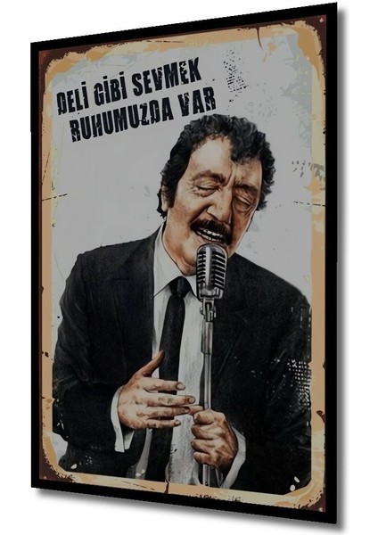 Dekoratif Tablo Müslüm Gürses Retro Ahşap Poster Çerçeve Görünümlü Dikey Duvar Dekorasyon Tablosu modelleri