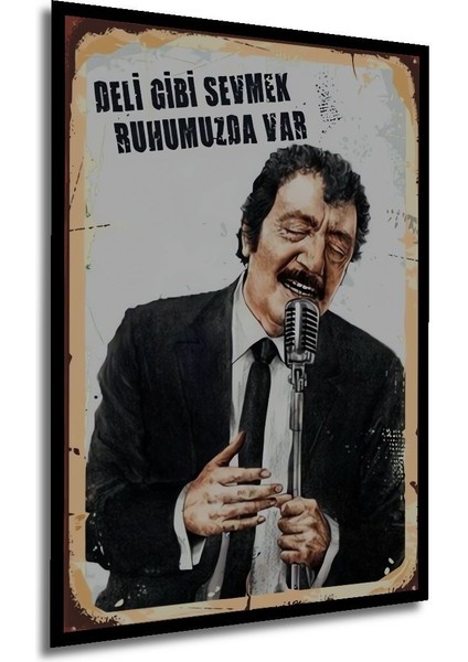 Dekoratif Tablo Müslüm Gürses Retro Ahşap Poster Çerçeve Görünümlü Dikey Duvar Dekorasyon Tablosu fırsatları