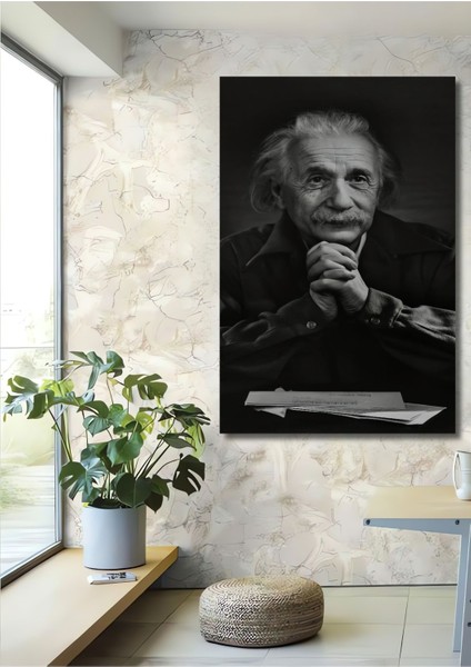 Dekoratif Dikey Einstein Duvar Tablo Ahşap Dikdörtgen Tablo