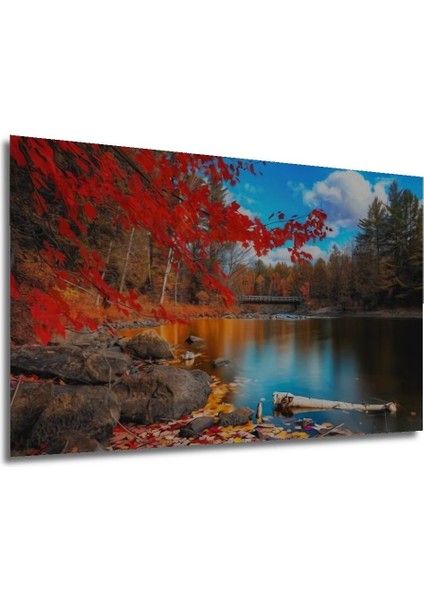Dekoratif Göl ve Orman Ahşap Tablo Şık Yatay Duvar Dekorasyon Tablosu modelleri
