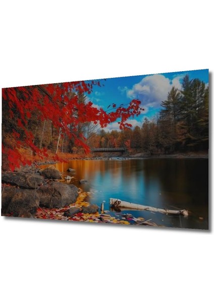 Dekoratif Göl ve Orman Ahşap Tablo Şık Yatay Duvar Dekorasyon Tablosu fırsatları