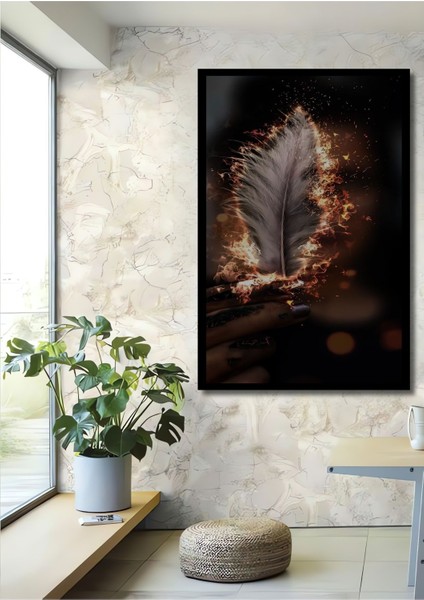 Dekoratif Dikey Yanan Tüy Modern Sanat Duvar Tablo Ahşap Dikdörtgen Tablo fiyatları