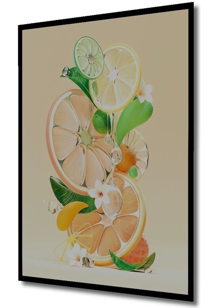 Dekoratif Dikey Bir Dilim Turunçgiller Sanat Duvar Tablo Ahşap Dikdörtgen Tablo indirimleri