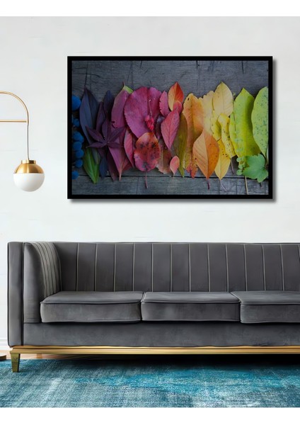 Dekoratif Renkli Yapraklar Ahşap Tablo Şık Yatay Duvar Dekorasyon Tablosu fiyatları