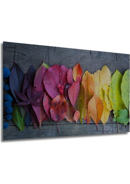 Dekoratif Renkli Yapraklar Ahşap Tablo Şık Yatay Duvar Dekorasyon Tablosu modelleri